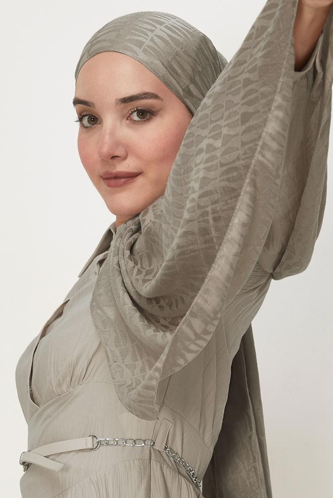 Vêtements hijab BEIGE CHÂLE JACQUARD ALVINA 8647 - ALVİNA