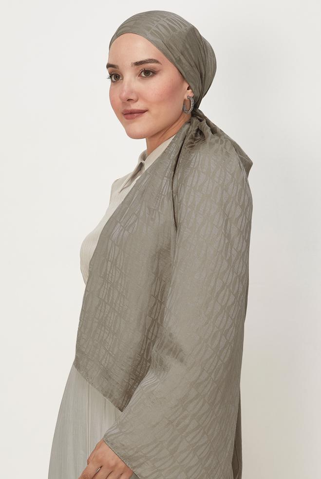 Vêtements hijab BEIGE CHÂLE JACQUARD ALVINA 8647 - ALVİNA