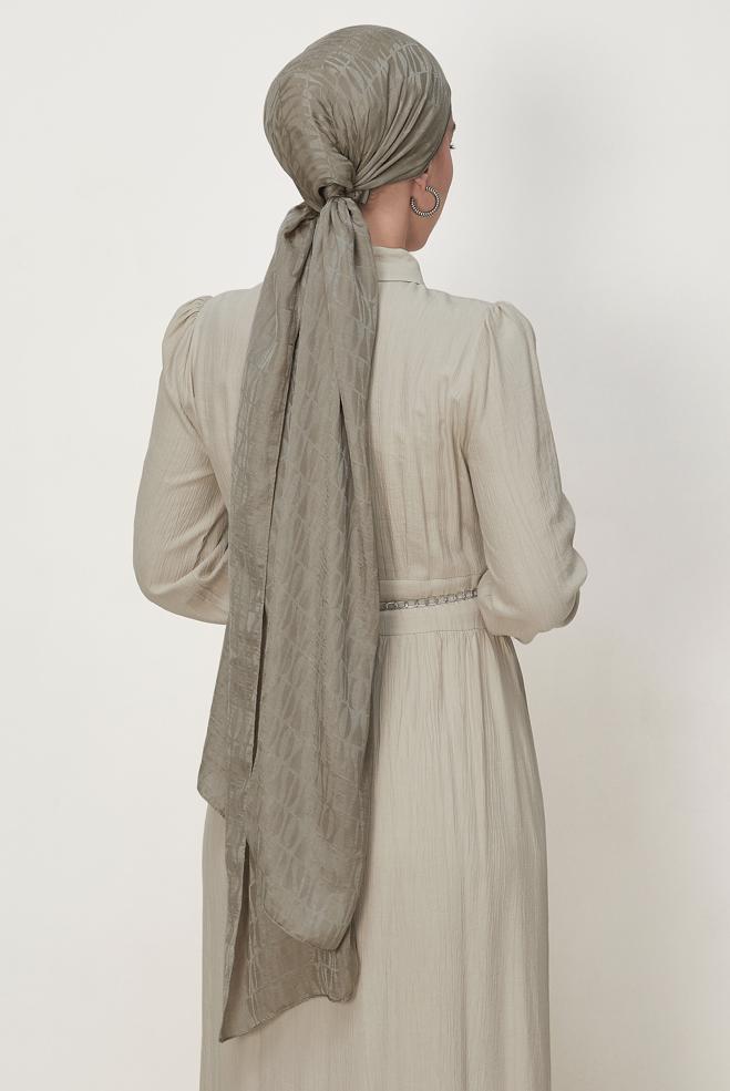 Vêtements hijab BEIGE CHÂLE JACQUARD ALVINA 8647 - ALVİNA