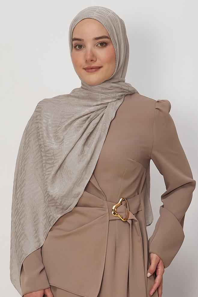 Vêtements hijab BRUN CHÂLE JACQUARD ALVINA 8647 - ALVİNA