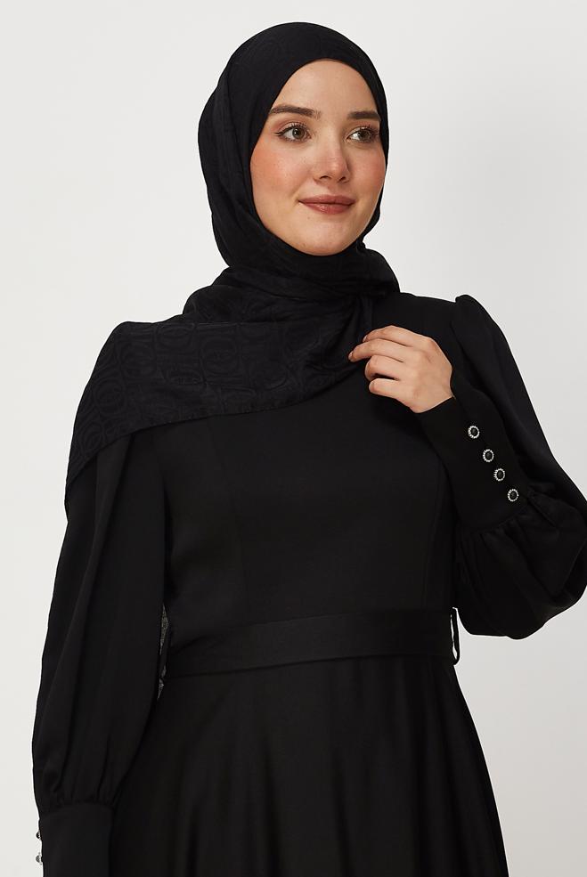 Vêtements hijab NOIR CHÂLE JACQUARD ALVINA 8648 - ALVİNA