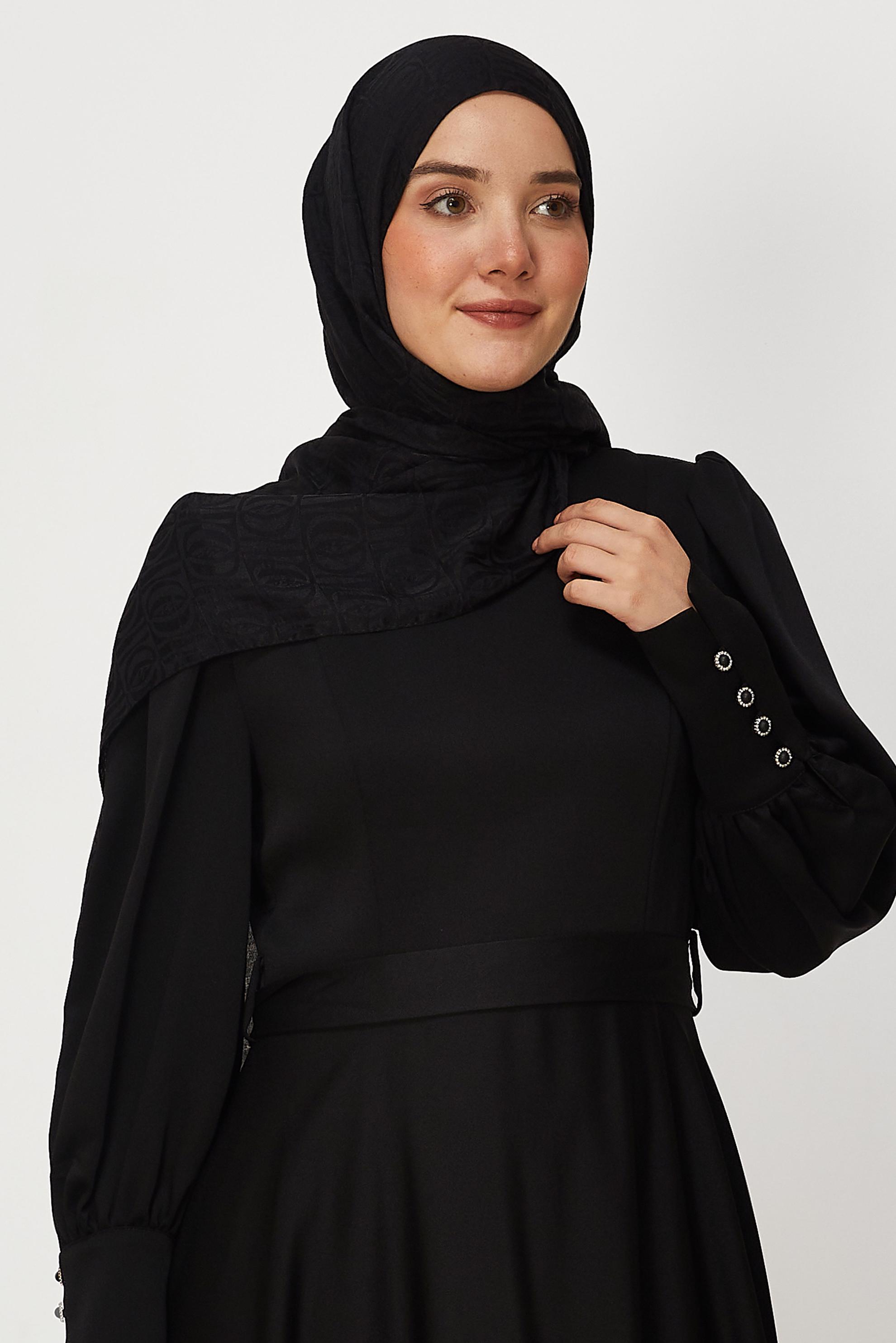 Vêtements hijab NOIR CHÂLE JACQUARD ALVINA 8648