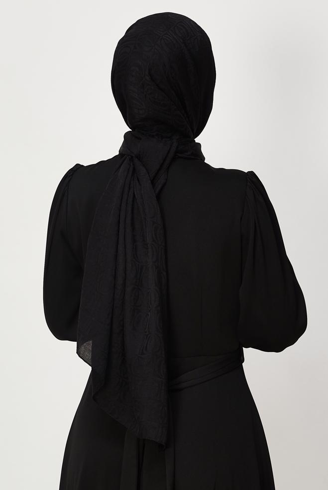 Vêtements hijab NOIR CHÂLE JACQUARD ALVINA 8648 - ALVİNA