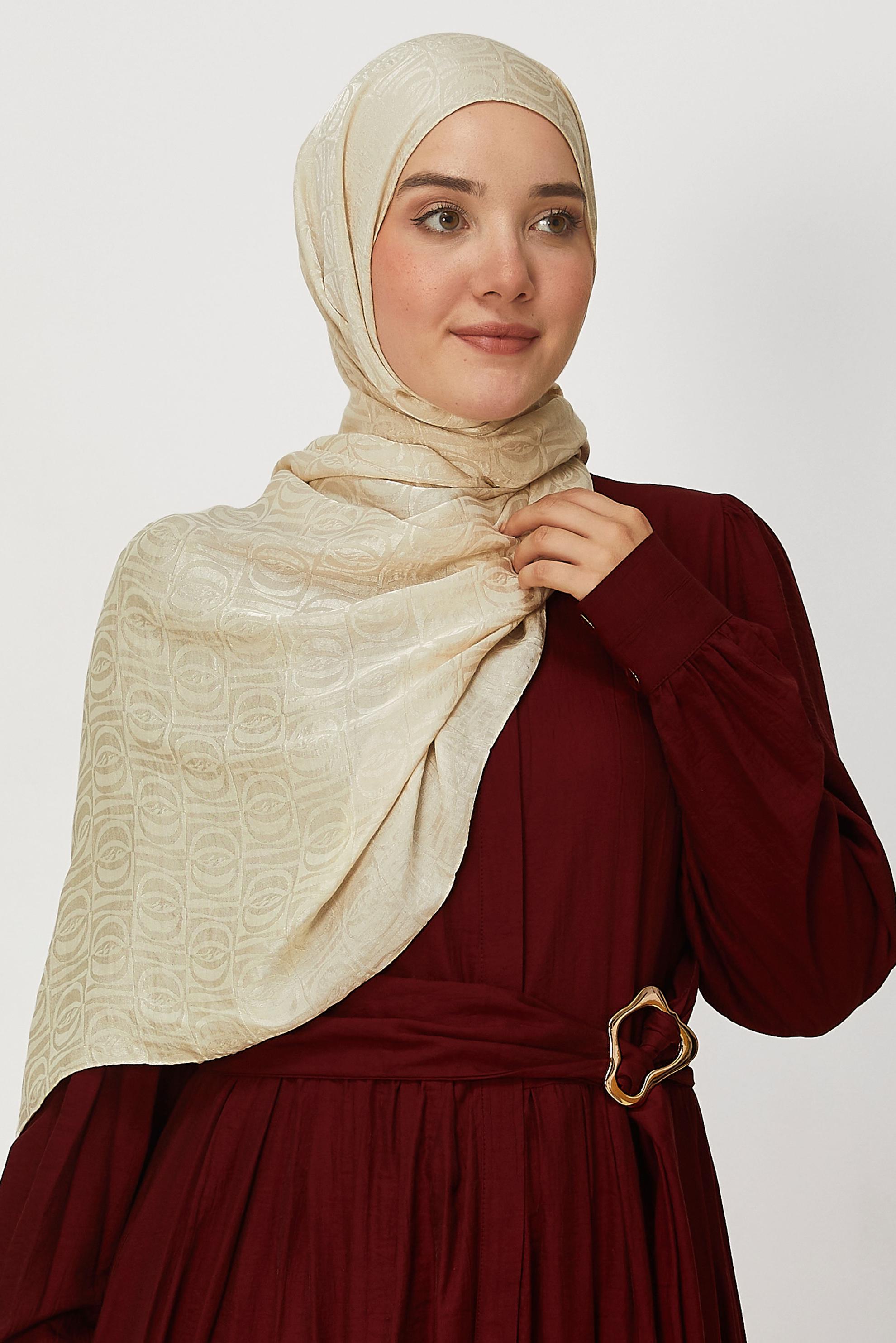 Tesettür giyim KAHVE ALVİNA JAKAR ŞAL 8648