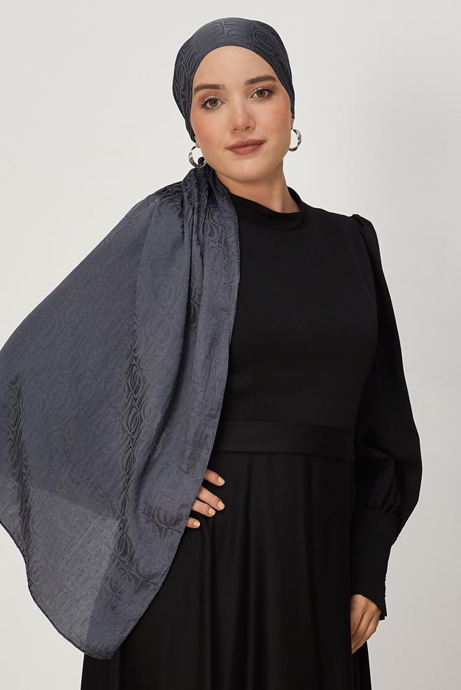 Vêtements hijab GRIS CHÂLE JACQUARD ALVINA 8648 - ALVİNA