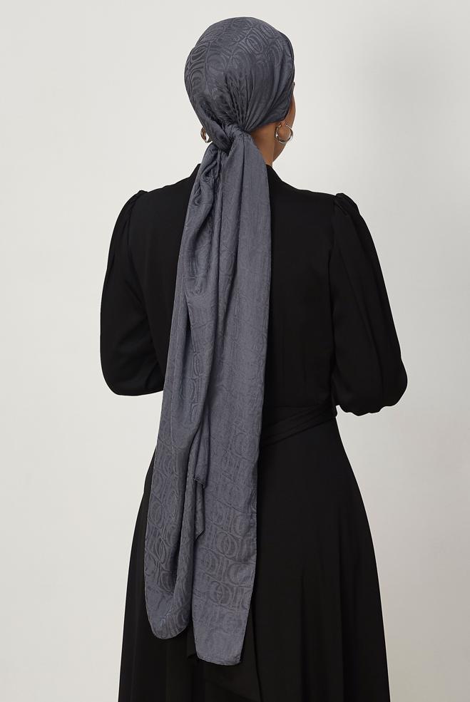 Vêtements hijab GRIS CHÂLE JACQUARD ALVINA 8648 - ALVİNA