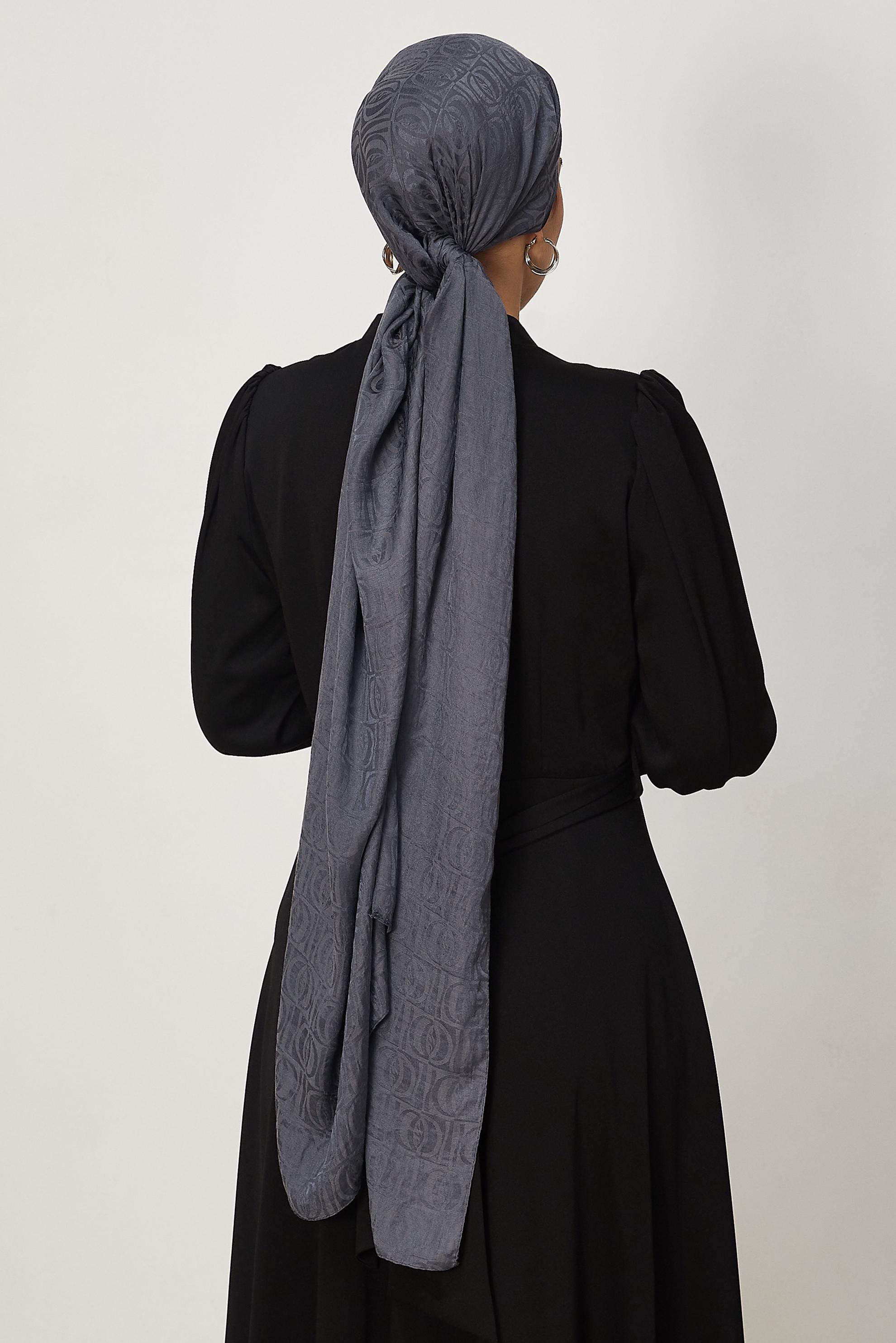 Vêtements hijab GRIS CHÂLE JACQUARD ALVINA 8648