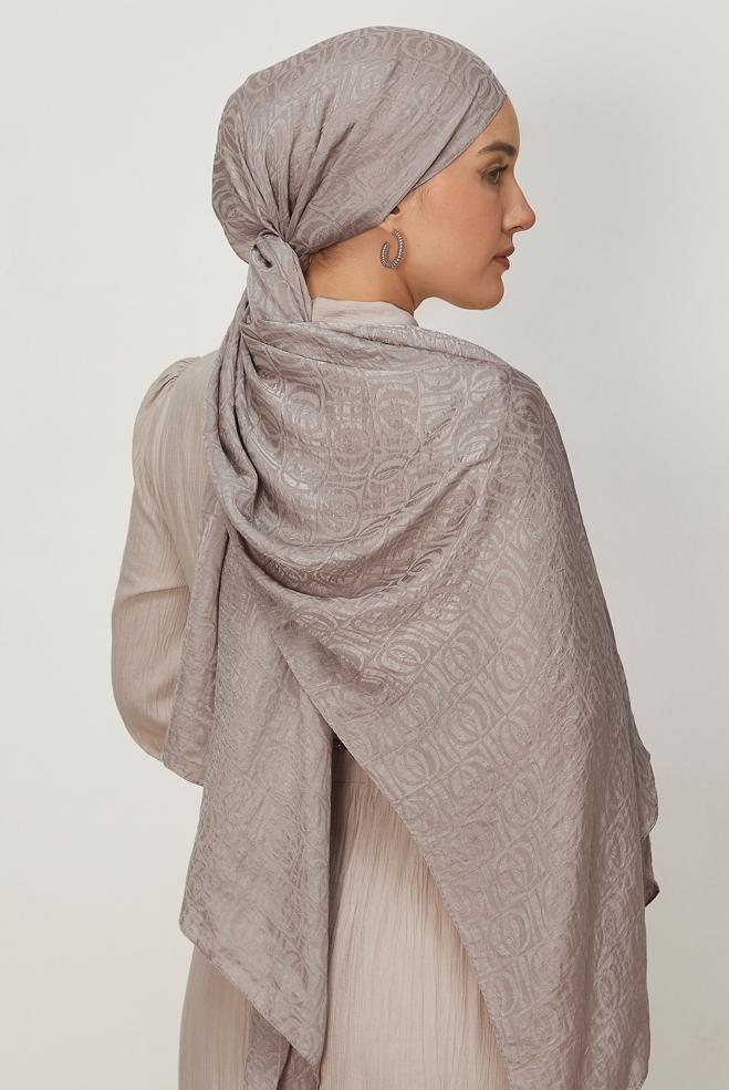 Vêtements hijab BRUN CHÂLE JACQUARD ALVINA 8648 - ALVİNA
