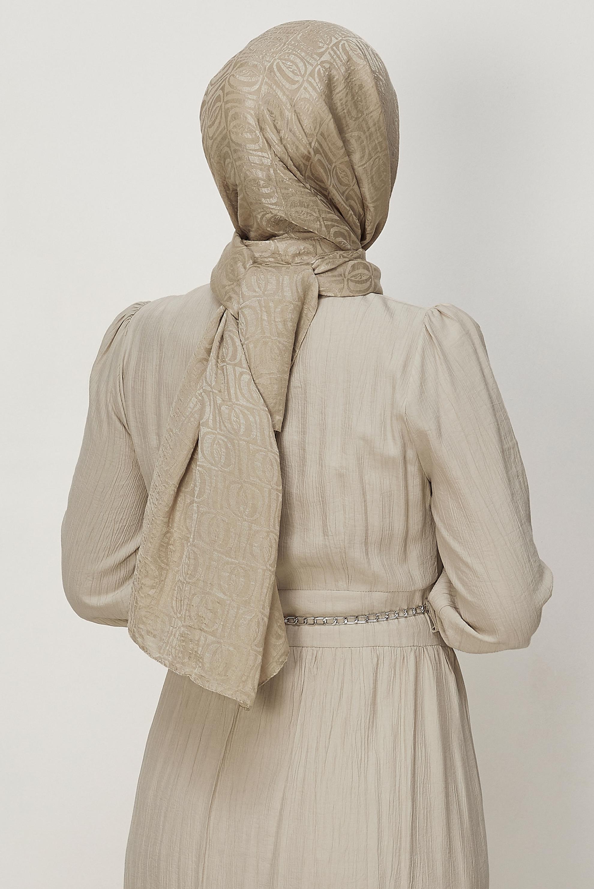 Vêtements hijab BEIGE CHÂLE JACQUARD ALVINA 8648