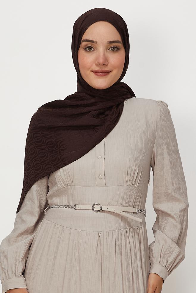Vêtements hijab BRUN CHÂLE JACQUARD ALVINA 8648 - ALVİNA