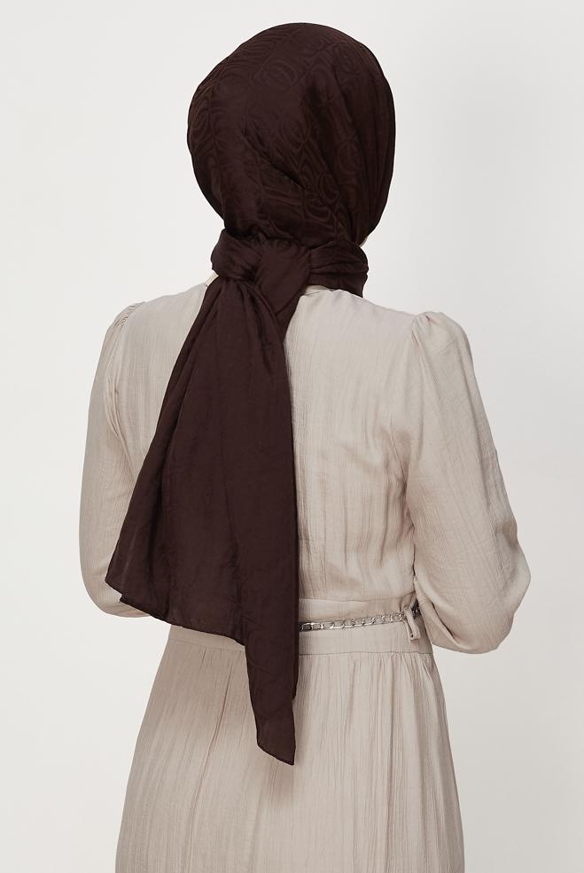 Vêtements hijab BRUN CHÂLE JACQUARD ALVINA 8648 - ALVİNA