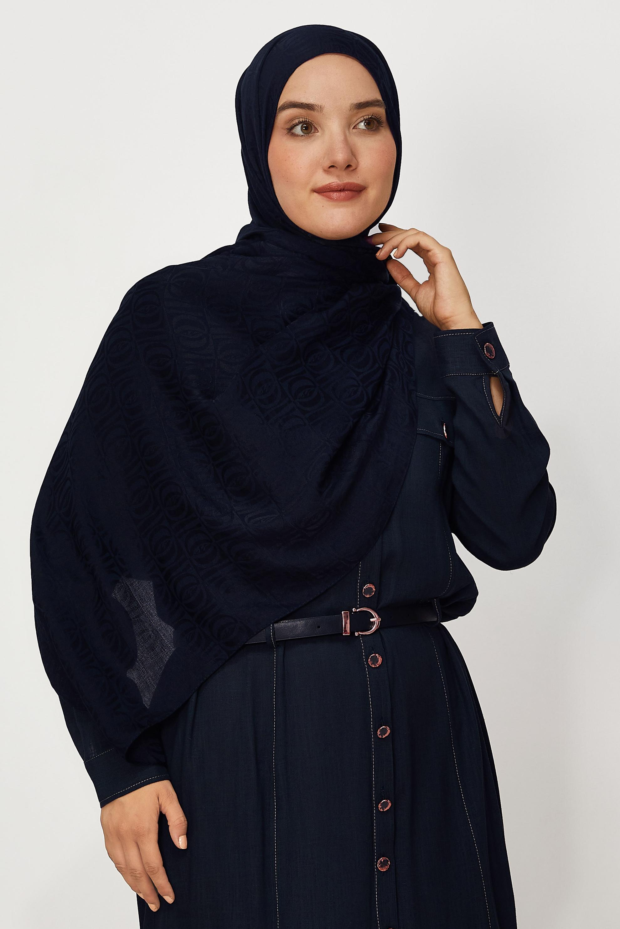 Vêtements hijab BLEU MARINE CHÂLE JACQUARD ALVINA 8648