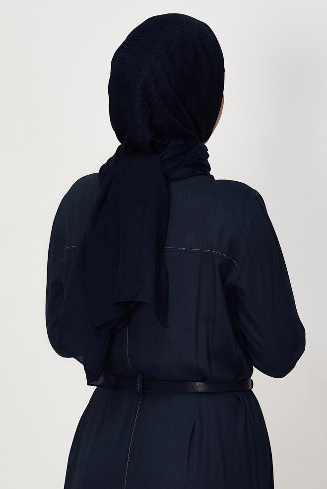 Vêtements hijab BLEU MARINE CHÂLE JACQUARD ALVINA 8648 - ALVİNA