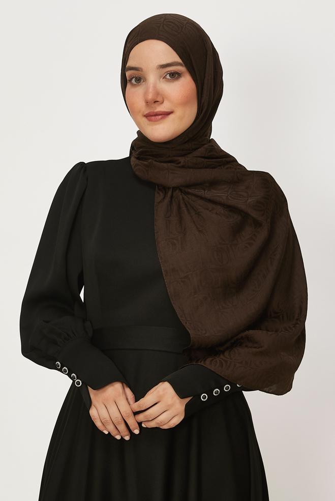 Vêtements hijab BRUN CHÂLE JACQUARD ALVINA 8648 - ALVİNA