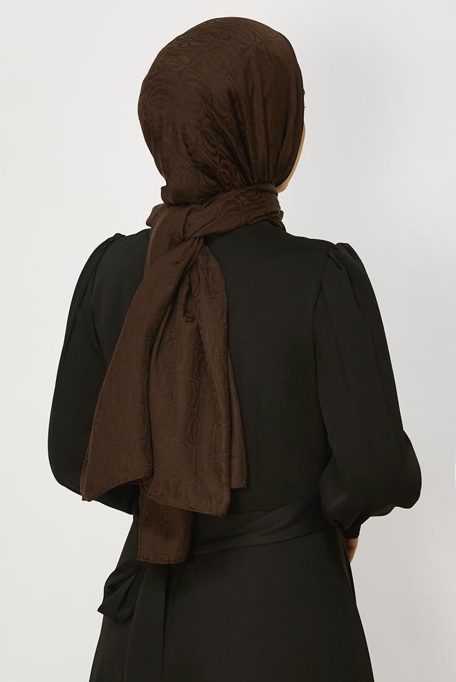 Vêtements hijab BRUN CHÂLE JACQUARD ALVINA 8648 - ALVİNA