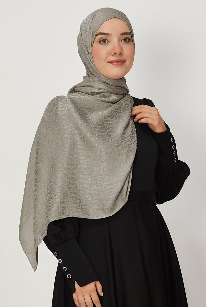 Vêtements hijab BEIGE CHÂLE JACQUARD ALVINA 8648 - ALVİNA
