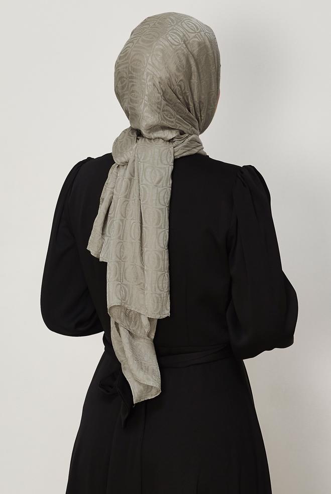 Vêtements hijab BEIGE CHÂLE JACQUARD ALVINA 8648 - ALVİNA