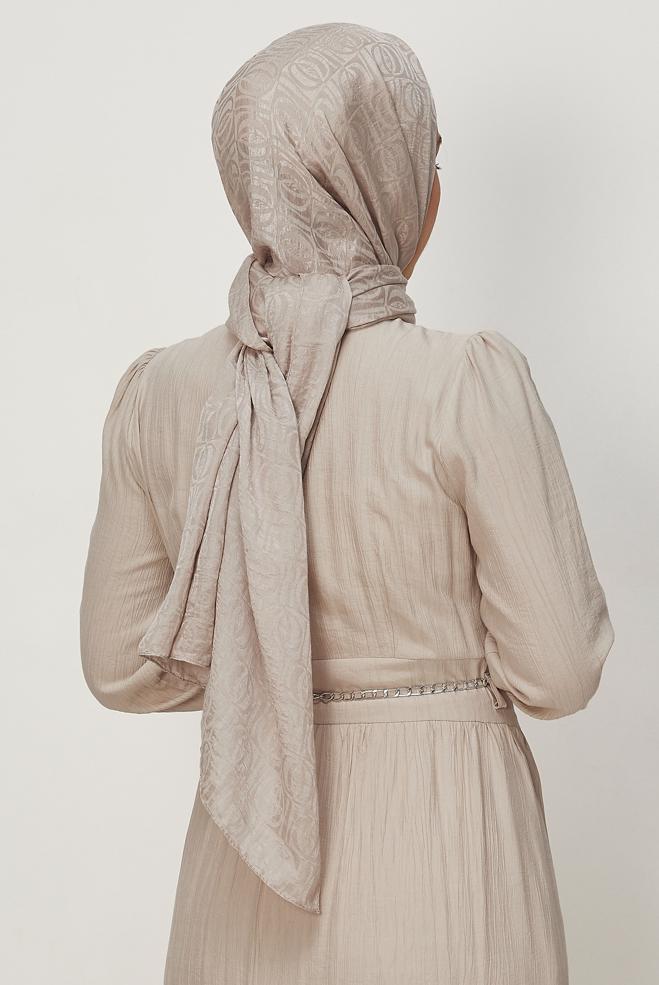 Vêtements hijab BRUN CHÂLE JACQUARD ALVINA 8648 - ALVİNA