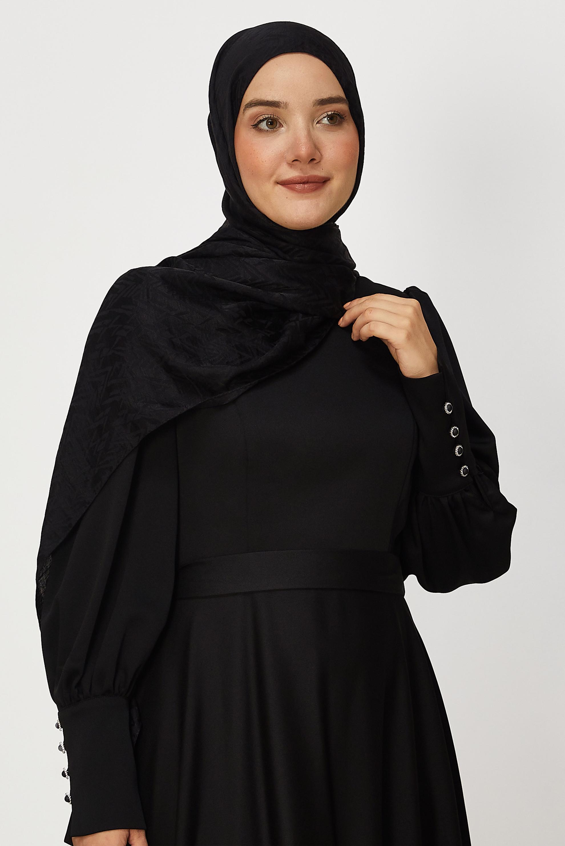 Tesettür giyim SİYAH ALVİNA JAKAR ŞAL 8649