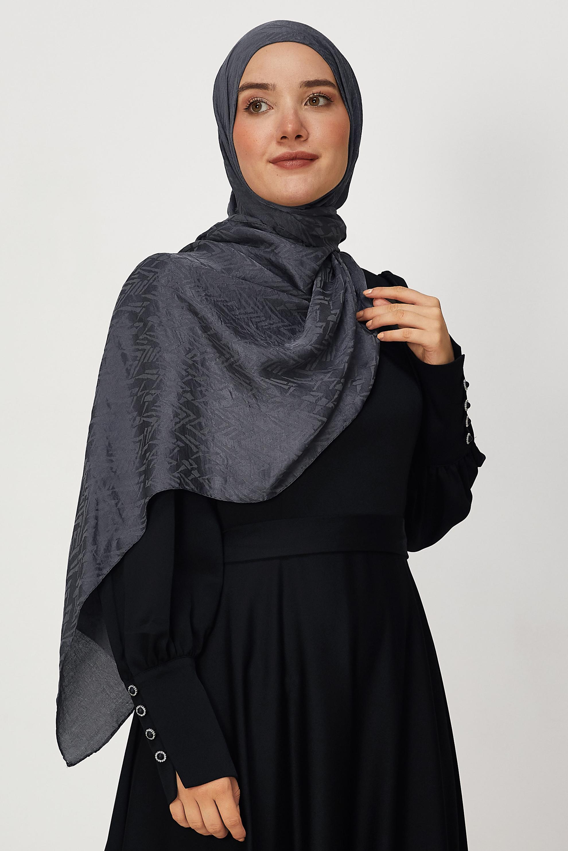 Tesettür giyim GRİ ALVİNA JAKAR ŞAL 8649