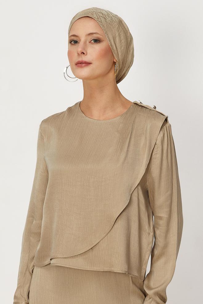 Vêtements hijab BEIGE CHÂLE JACQUARD ALVINA 8649 - ALVİNA