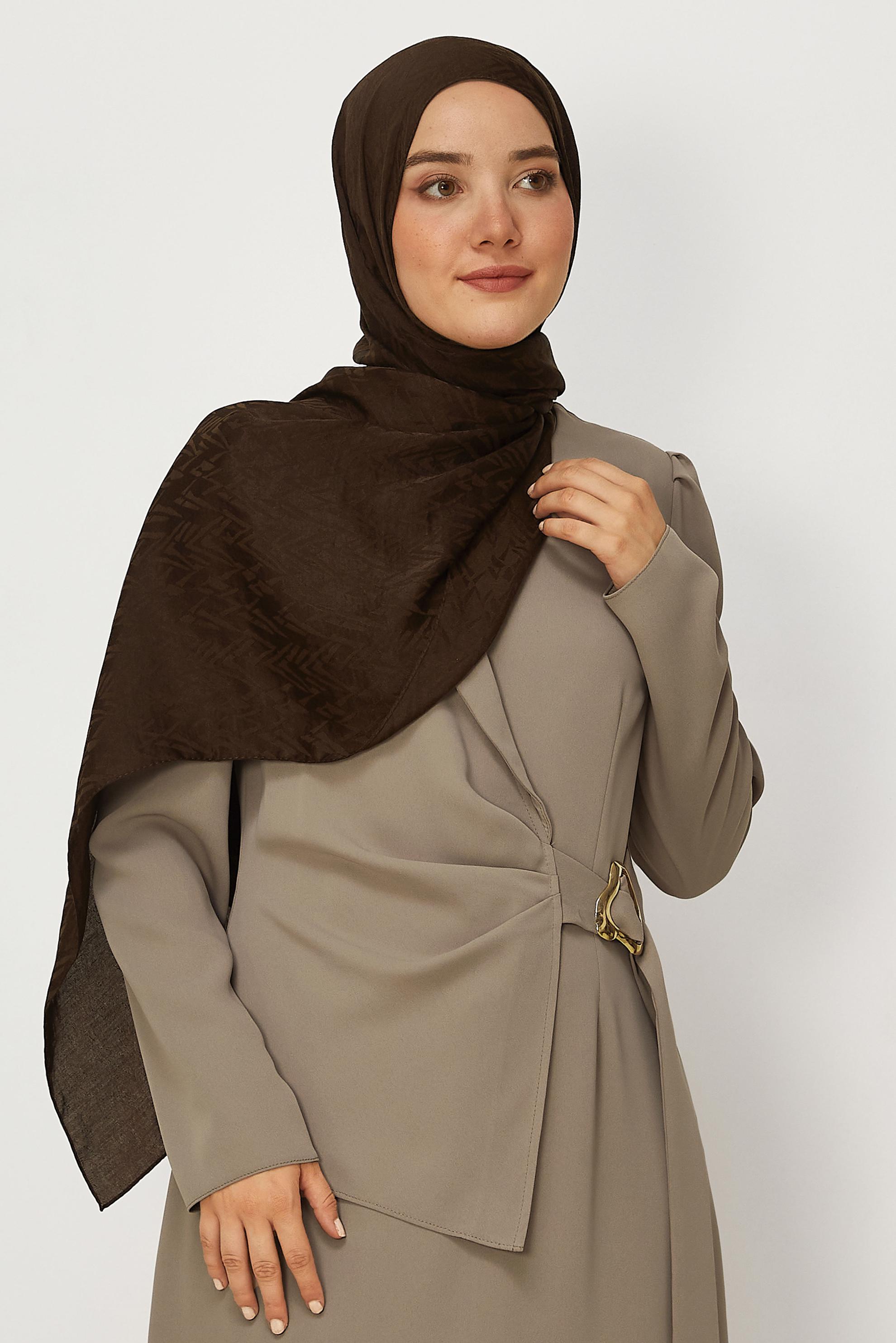 Tesettür giyim KAHVE ALVİNA JAKAR ŞAL 8649