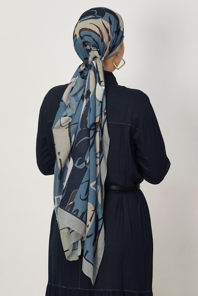 Vêtements hijab BLEU MARINE CHÂLE ALVINA LORA 8656 - ALVİNA