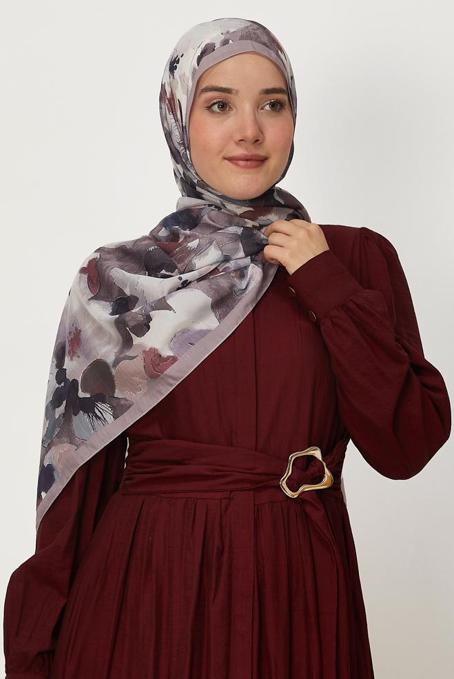 Tesettür giyim PEMBE ALVİNA ÇİÇEK DESENLİ LORA ŞAL 8657 - ALVİNA