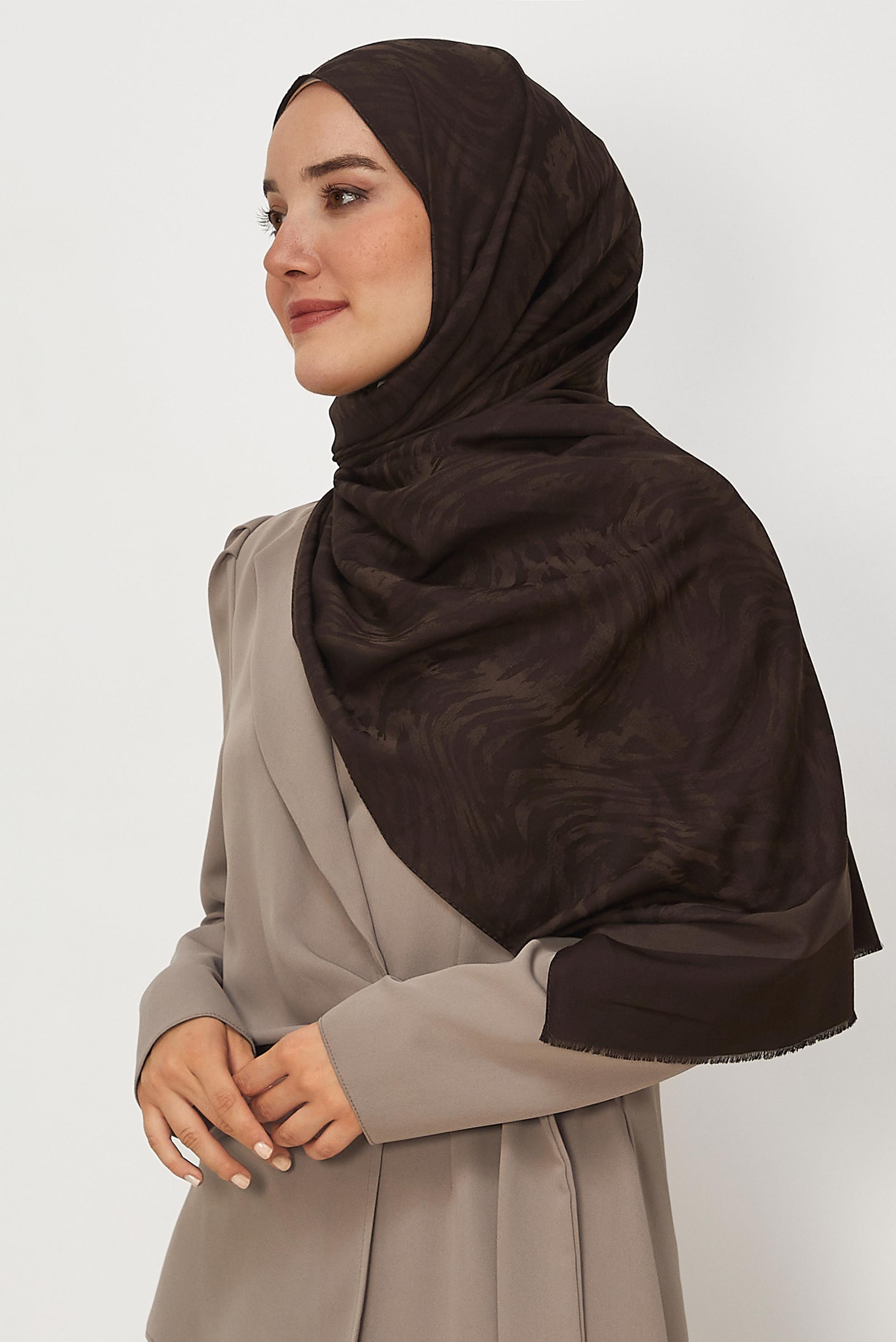 Vêtements hijab BRUN ALVINA CHÂLE EN JACQUARD DE COTON 8660