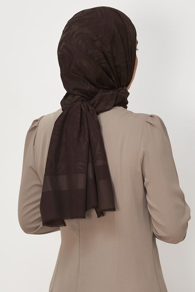 Vêtements hijab BRUN ALVINA CHÂLE EN JACQUARD DE COTON 8660 - ALVİNA