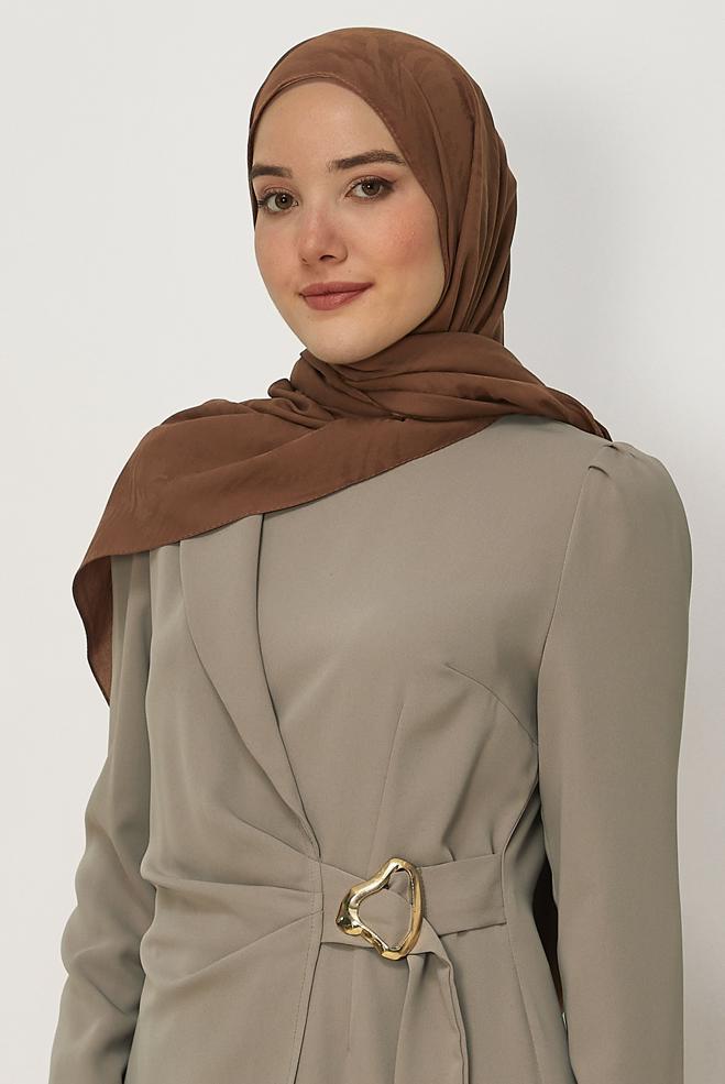 Vêtements hijab BRUN ALVINA CHÂLE EN JACQUARD DE COTON 8660 - ALVİNA