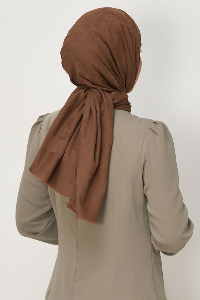 Vêtements hijab BRUN ALVINA CHÂLE EN JACQUARD DE COTON 8660 - ALVİNA