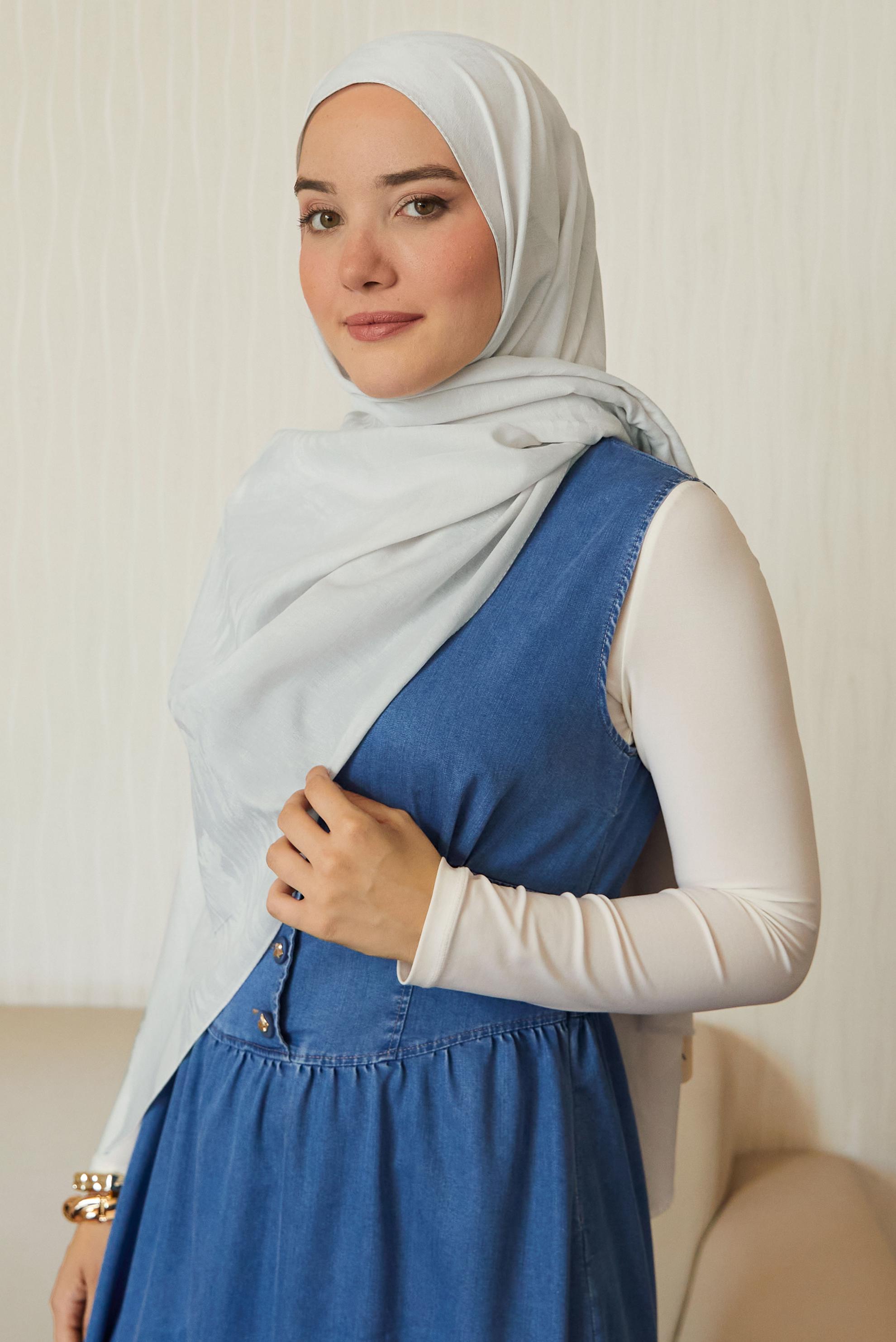 Vêtements hijab BLANC ALVINA CHÂLE EN JACQUARD DE COTON 8660