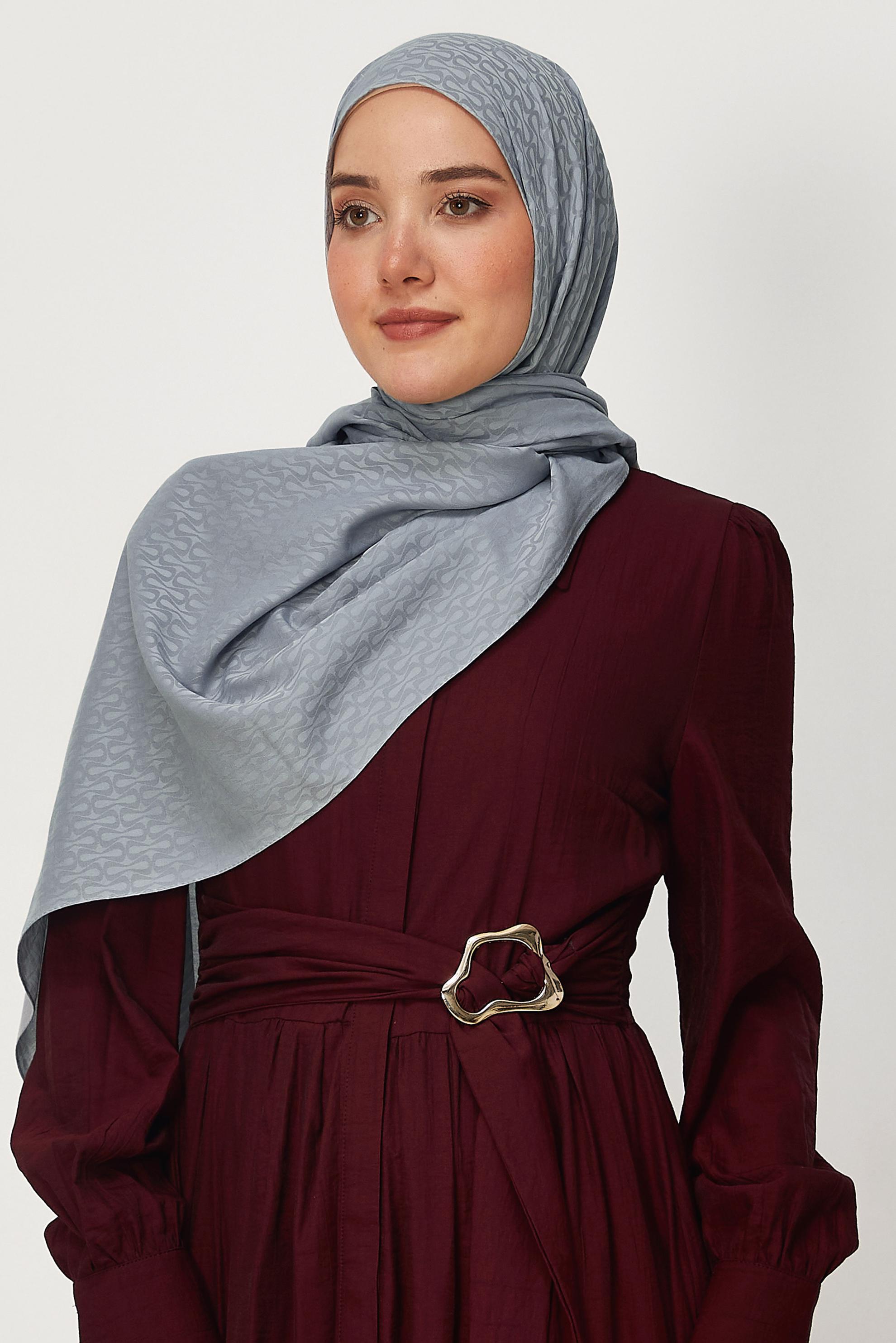 Vêtements hijab GRIS CHÂLE ALVINA EN JACQUARD DE COTON 8661
