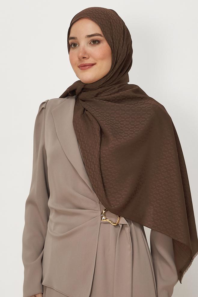 Vêtements hijab BEIGE CHÂLE ALVINA EN JACQUARD DE COTON 8661 - ALVİNA