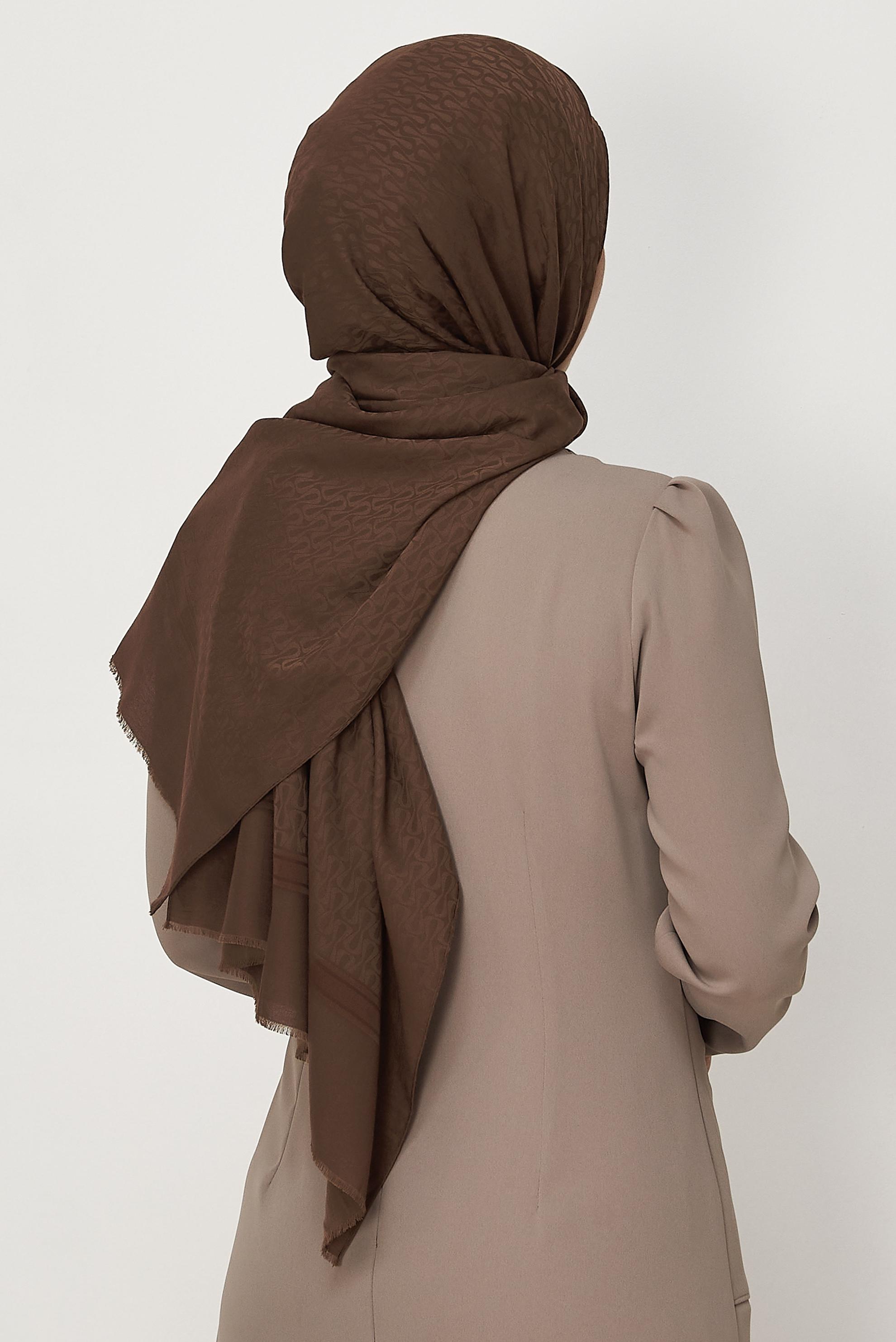 Vêtements hijab BRUN CHÂLE ALVINA EN JACQUARD DE COTON 8661