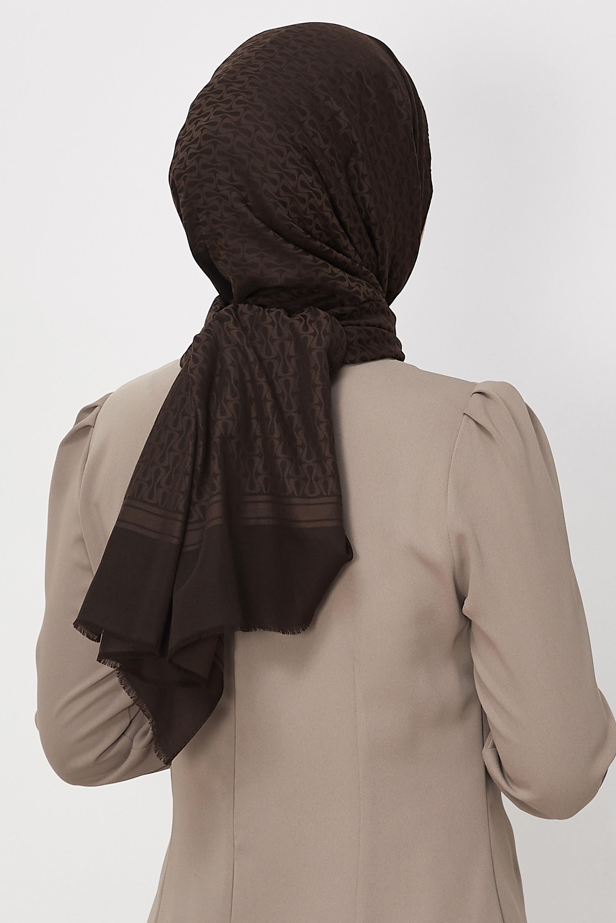 Vêtements hijab BRUN CHÂLE ALVINA EN JACQUARD DE COTON 8661