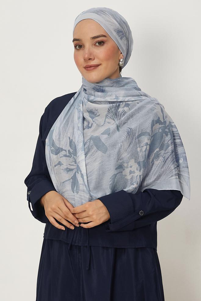 Hijab clothing BLUE 8665 ALVİNA AURA ŞAL(NRL) - ALVİNA