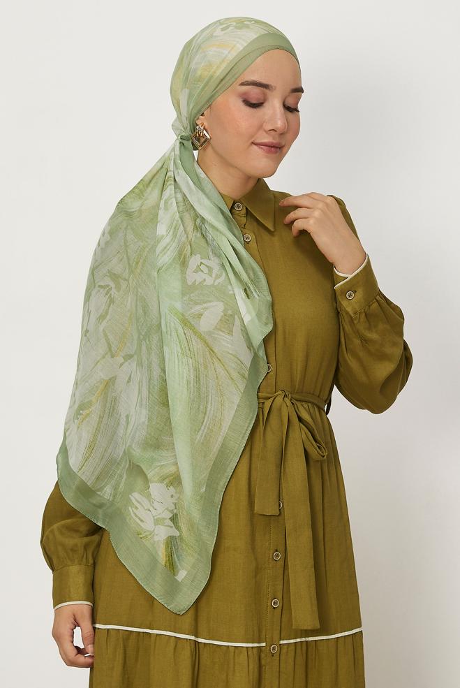 Hijab clothing GREEN 8665 ALVİNA AURA ŞAL(NRL) - ALVİNA