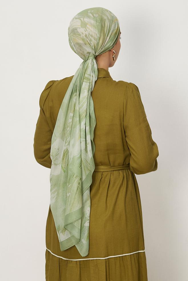 Hijab clothing GREEN 8665 ALVİNA AURA ŞAL(NRL) - ALVİNA