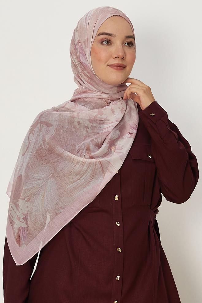 Tesettür giyim PEMBE ALVİNA AURA ŞAL 8665 - ALVİNA