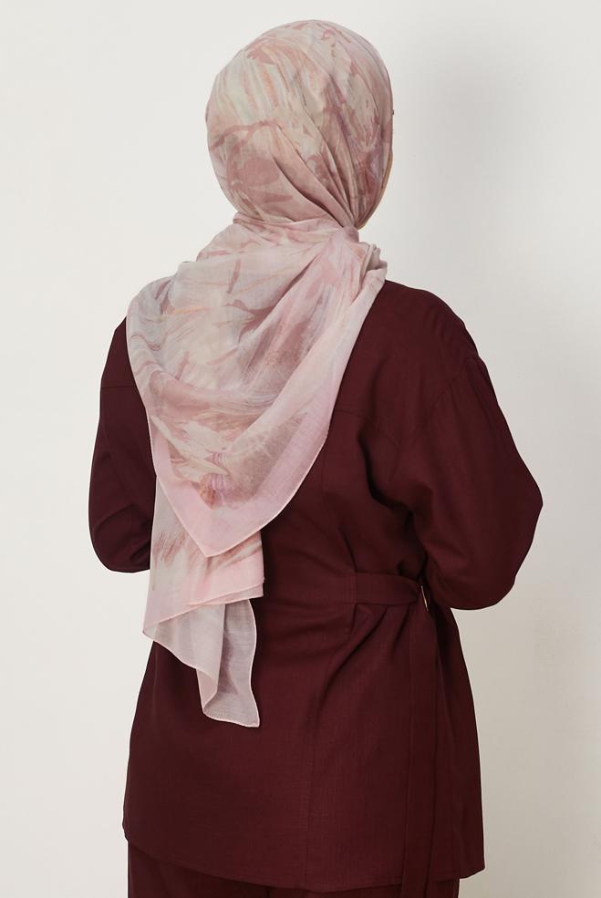 Tesettür giyim PEMBE ALVİNA AURA ŞAL 8665 - ALVİNA