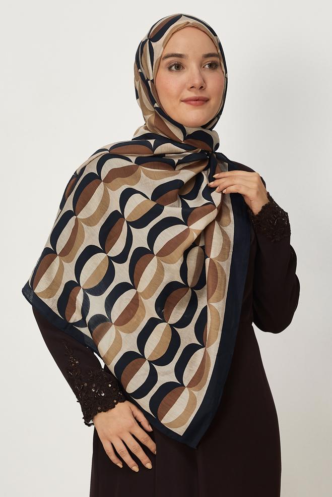 Vêtements hijab NOIR CHÂLE À MOTIFS ALVINA 8667 - ALVİNA