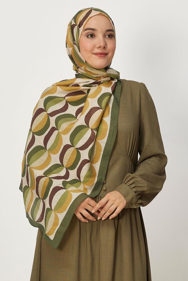 Vêtements hijab VERT CHÂLE À MOTIFS ALVINA 8667 - ALVİNA