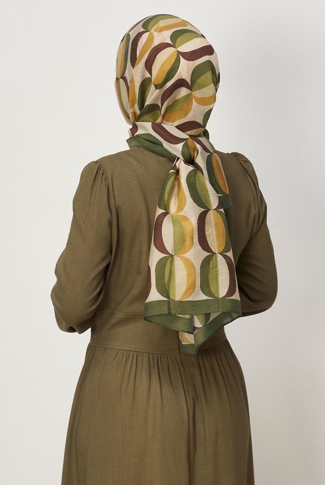 Vêtements hijab VERT CHÂLE À MOTIFS ALVINA 8667 - ALVİNA