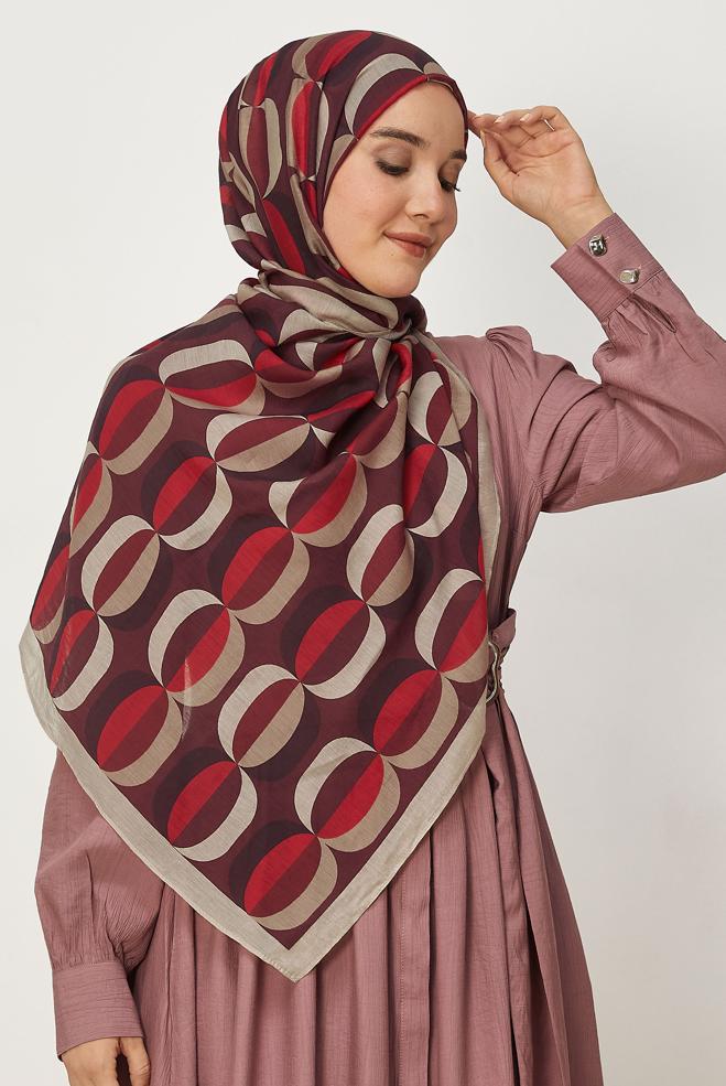 Vêtements hijab BRUN CHÂLE À MOTIFS ALVINA 8667 - ALVİNA