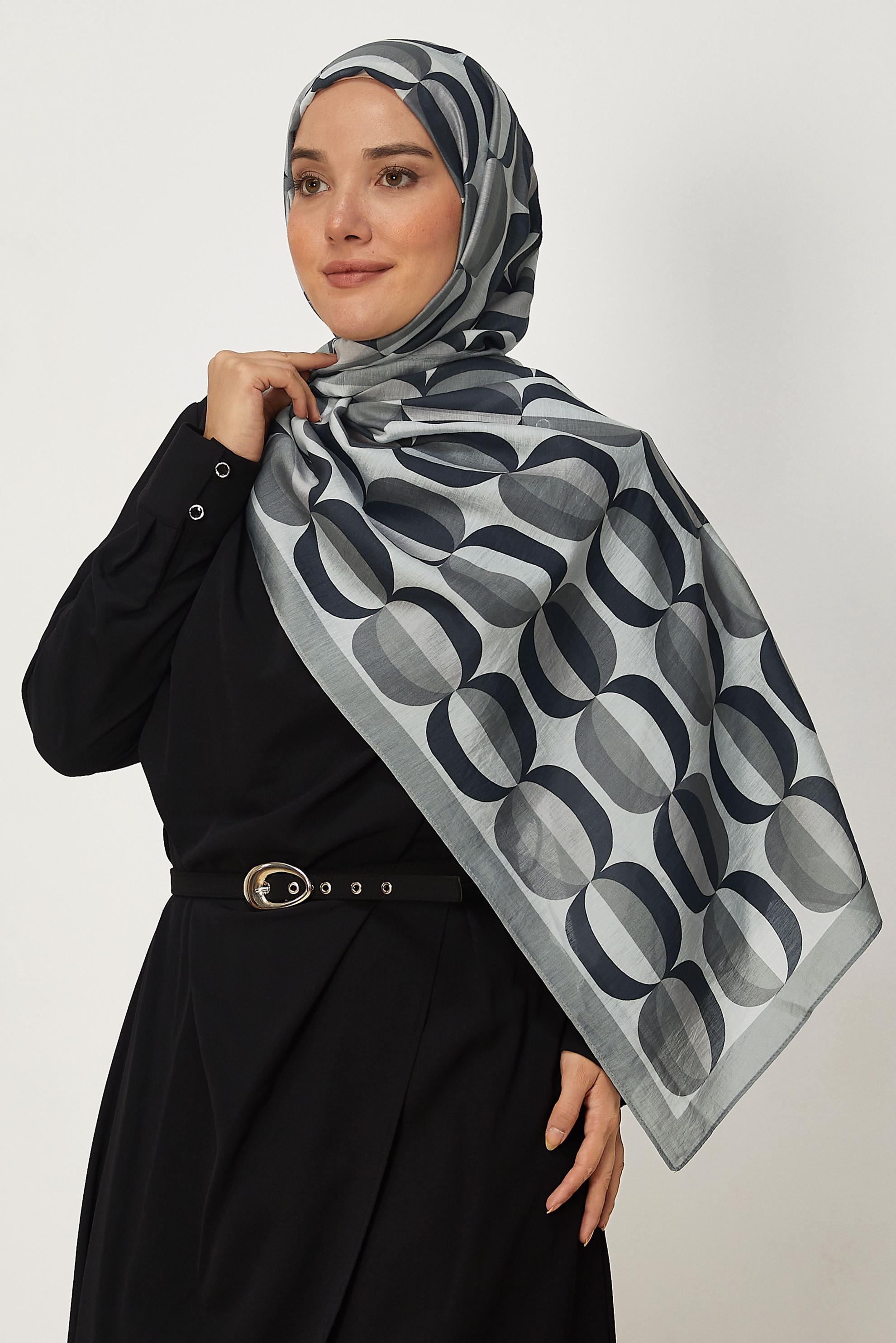 Tesettür giyim GRİ ALVİNA DESENLİ ALLURE ŞAL 8667