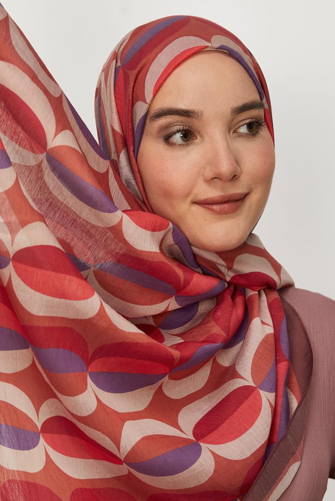 Vêtements hijab BRUN CHÂLE À MOTIFS ALVINA 8667 - ALVİNA