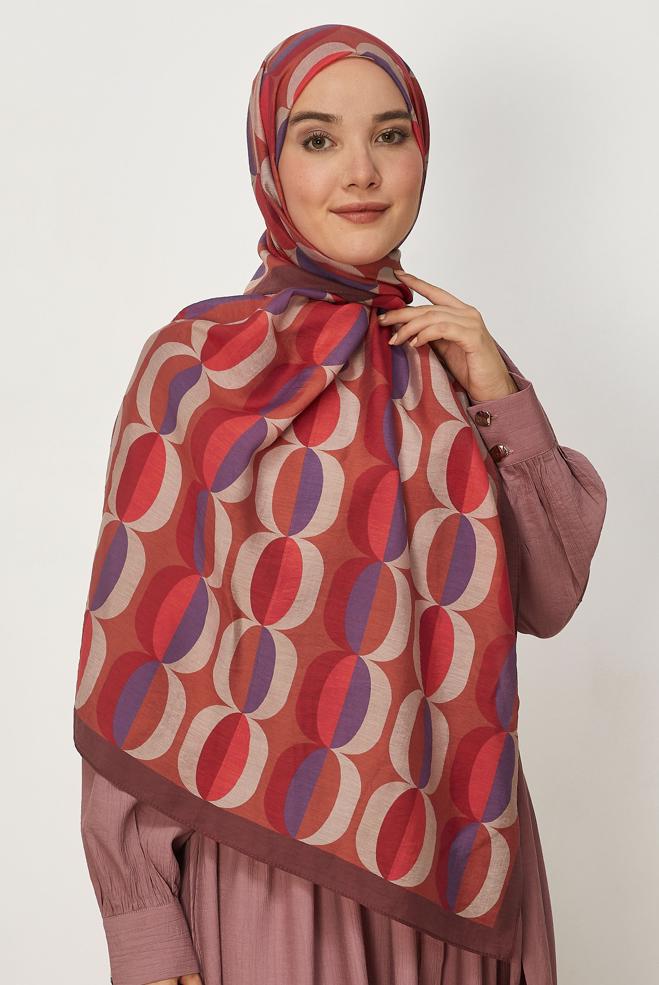 Vêtements hijab BRUN CHÂLE À MOTIFS ALVINA 8667 - ALVİNA