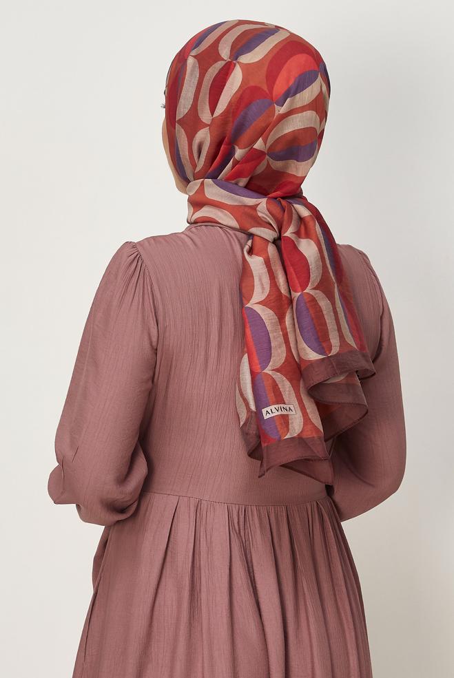 Vêtements hijab BRUN CHÂLE À MOTIFS ALVINA 8667 - ALVİNA